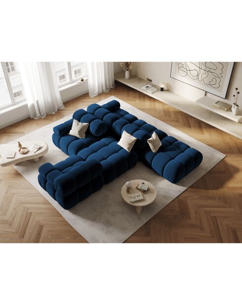 Chauffeuse Gauche Velours Tropea 4 Places bleu roi - 282x94x63 cm