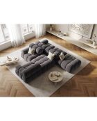 Chauffeuse Gauche Velours Tropea 4 Places gris foncé - 282x94x63 cm