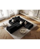 Chauffeuse Gauche Velours Tropea 4 Places noire - 282x94x63 cm