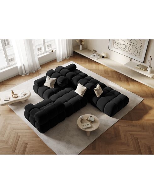 Chauffeuse Gauche Velours Tropea 4 Places noire - 282x94x63 cm