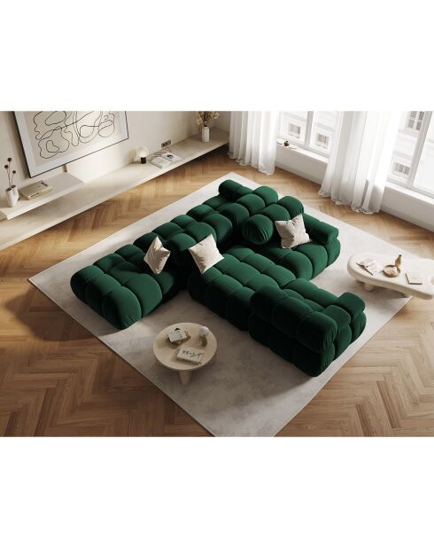 Chauffeuse Droit Velours Tropea 4 Places vert bouteille - 282x94x63 cm