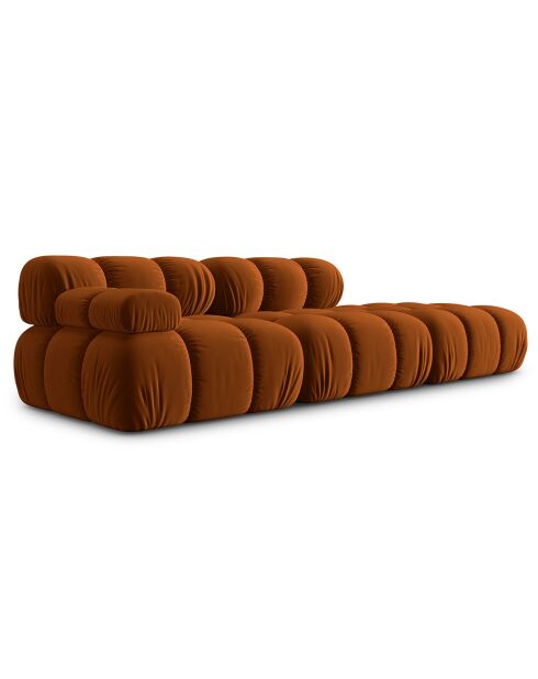 Tropea Velvet 4-zits terracotta fauteuil met rechterstoel - 282x94x63 cm