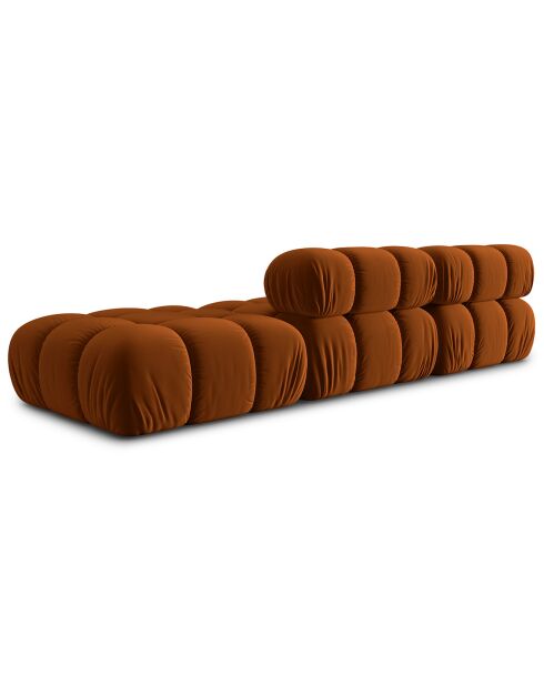 Tropea Velvet 4-zits terracotta fauteuil met rechterstoel - 282x94x63 cm