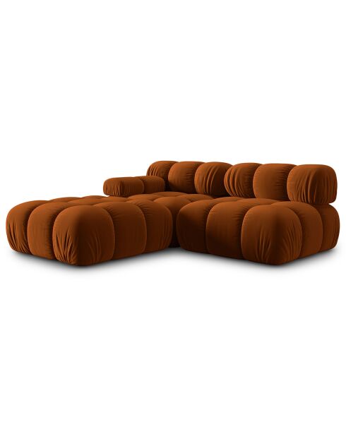 Tropea Velvet 4-zits terracotta fauteuil met rechterstoel - 282x94x63 cm