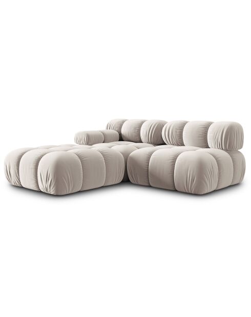 Chauffeuse Droit Velours Tropea 4 Places beige clair - 282x94x63 cm