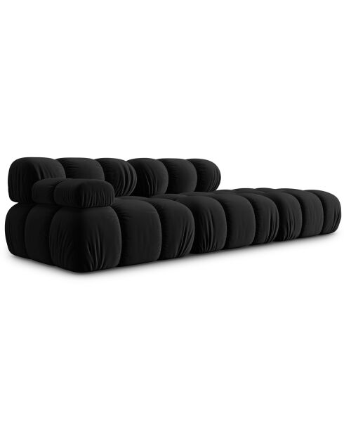 Chauffeuse Droit Velours Tropea 4 Places noire - 282x94x63 cm