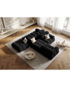 Chauffeuse Droit Velours Tropea 4 Places noire - 282x94x63 cm