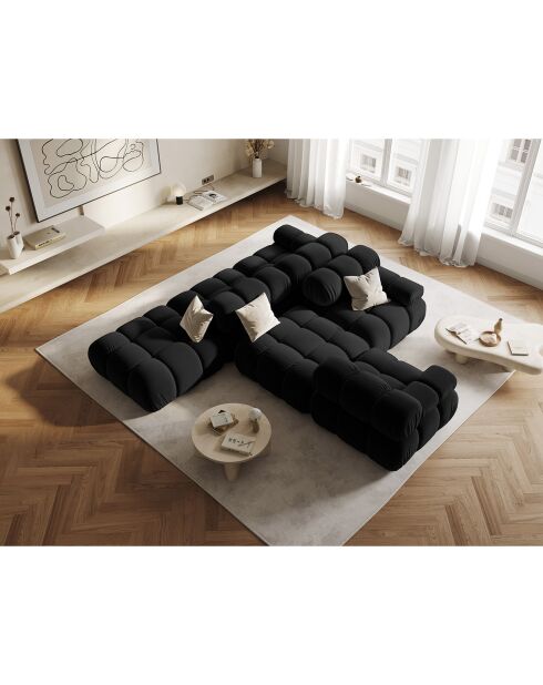 Chauffeuse Droit Velours Tropea 4 Places noire - 282x94x63 cm