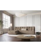 Canapé d'angle gauche modulable en cuir véritable Moni 4 Places beige foncé - 246x172x91 cm