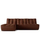 Canapé d'angle gauche modulable en cuir véritable Moni 4 Places cognac - 246x172x91 cm