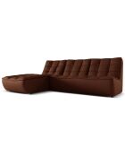 Canapé d'angle gauche modulable en cuir véritable Moni 4 Places cognac - 246x172x91 cm