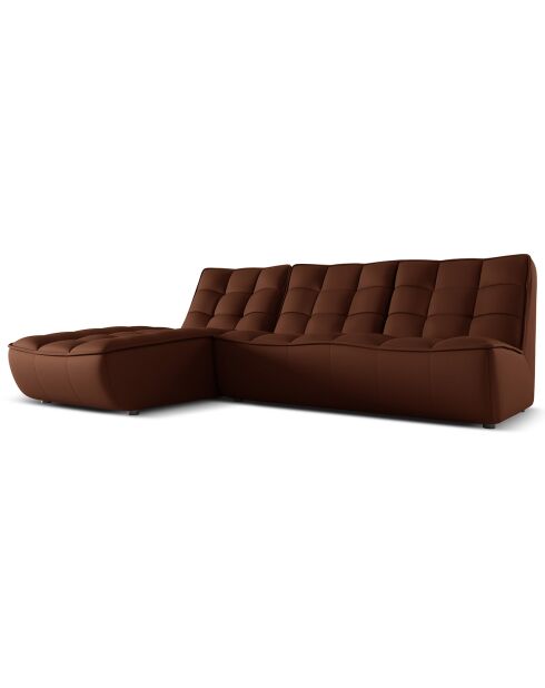 Canapé d'angle gauche modulable en cuir véritable Moni 4 Places cognac - 246x172x91 cm