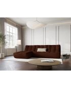 Canapé d'angle gauche modulable en cuir véritable Moni 4 Places cognac - 246x172x91 cm