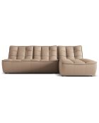 Canapé d'angle droit modulable en cuir véritable Moni 4 Places beige foncé - 246x172x91 cm