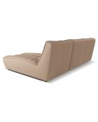 Canapé d'angle droit modulable en cuir véritable Moni 4 Places beige foncé - 246x172x91 cm