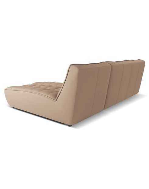 Canapé d'angle droit modulable en cuir véritable Moni 4 Places beige foncé - 246x172x91 cm