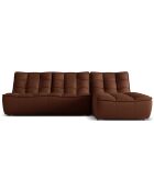 Canapé d'angle droit modulable en cuir véritable Moni 4 Places cognac - 246x172x91 cm