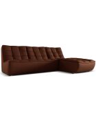 Canapé d'angle droit modulable en cuir véritable Moni 4 Places cognac - 246x172x91 cm