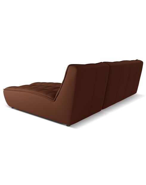 Canapé d'angle droit modulable en cuir véritable Moni 4 Places cognac - 246x172x91 cm