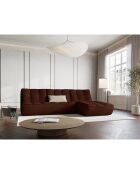 Canapé d'angle droit modulable en cuir véritable Moni 4 Places cognac - 246x172x91 cm