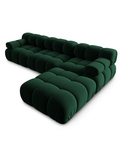 Divano Modulare Tropea 4 posti in velluto Verde bottiglia - 282x188x63 cm