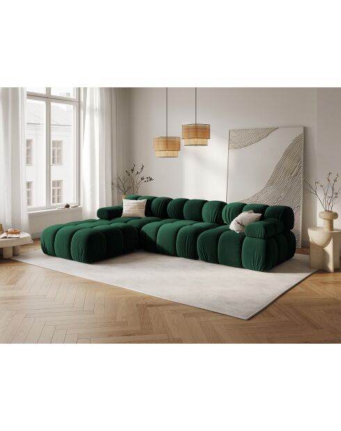 Canapé Modulaire Velours Tropea 4 Places vert bouteille - 282x188x63 cm