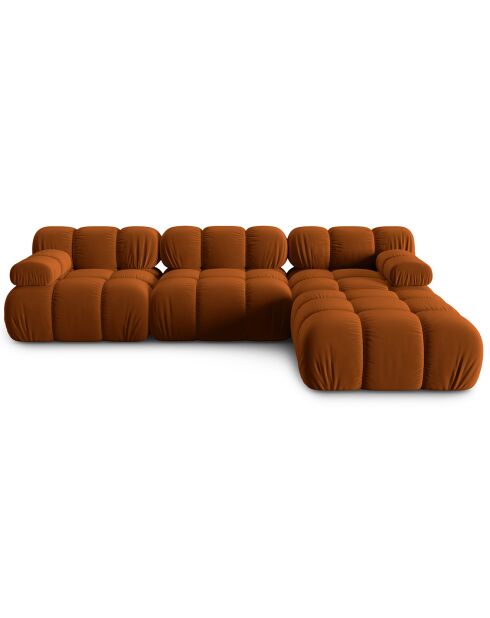 Divano Modulare Tropea 4 posti in velluto Terracotta - 282x188x63 cm