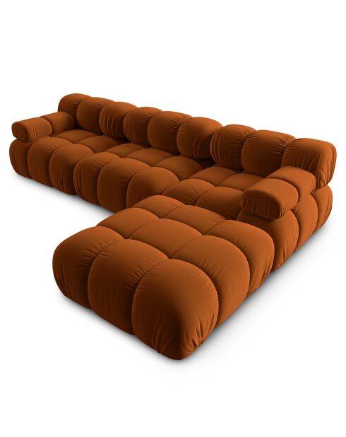 Divano Modulare Tropea 4 posti in velluto Terracotta - 282x188x63 cm