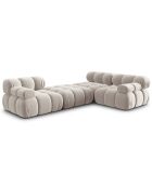 Canapé Modulaire Velours Tropea 4 Places beige clair - 282x188x63 cm