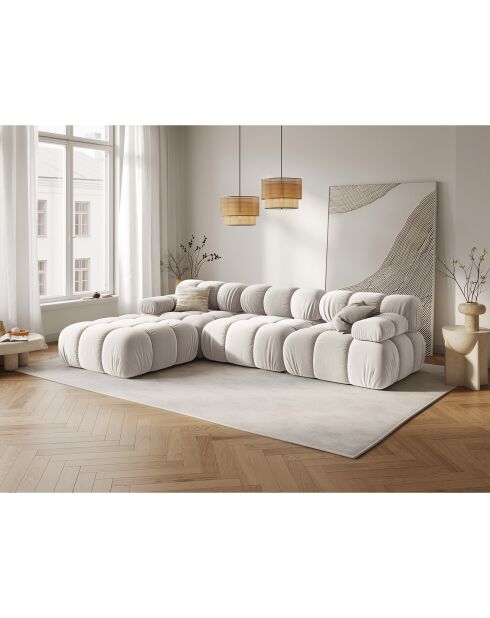 Canapé Modulaire Velours Tropea 4 Places beige clair - 282x188x63 cm