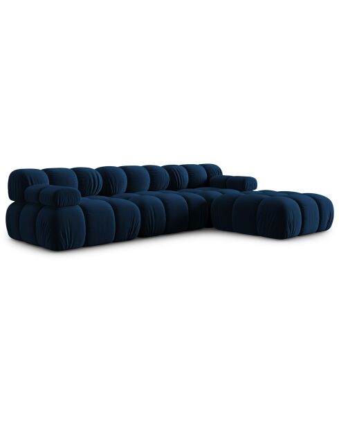 Divano modulare Tropea 4 posti in velluto blu royal - 282x188x63 cm