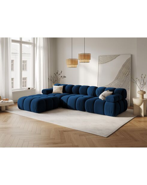 Divano modulare Tropea 4 posti in velluto blu royal - 282x188x63 cm