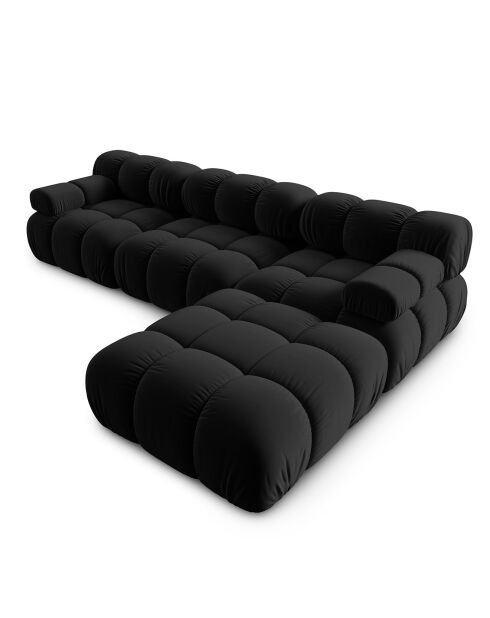 Canapé Modulaire Velours Tropea 4 Places noir - 282x188x63 cm