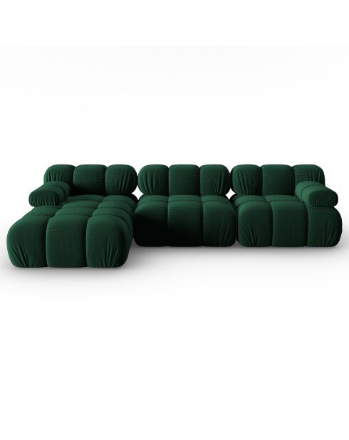 Canapé Modulable Gauche en Velours Tropea 4 Places vert bouteille - 285x157x63 cm