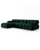 Canapé Modulable Gauche en Velours Tropea 4 Places vert bouteille - 285x157x63 cm