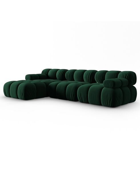 Divano modulare sinistro in velluto a 4 posti Tropea Verde bottiglia - 285x157x63 cm