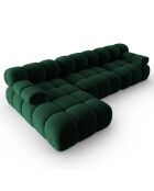 Canapé Modulable Gauche en Velours Tropea 4 Places vert bouteille - 285x157x63 cm