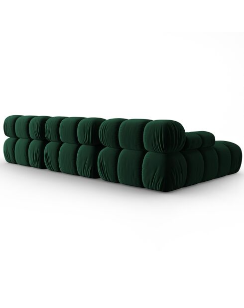 Divano modulare sinistro in velluto a 4 posti Tropea Verde bottiglia - 285x157x63 cm