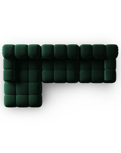 Divano modulare sinistro in velluto a 4 posti Tropea Verde bottiglia - 285x157x63 cm