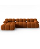 Canapé Modulable Gauche en Velours Tropea 4 Places terracotta - 285x157x63 cm