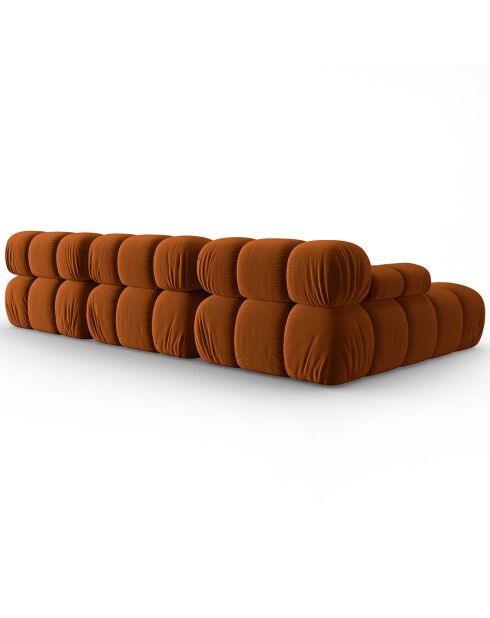 Divano modulare sinistro Tropea a 4 posti in terracotta in velluto - 285x157x63 cm