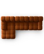 Canapé Modulable Gauche en Velours Tropea 4 Places terracotta - 285x157x63 cm