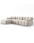 Canapé Modulable Gauche en Velours Tropea 4 Places beige clair - 285x157x63 cm