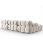 Canapé Modulable Gauche en Velours Tropea 4 Places beige clair - 285x157x63 cm