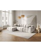 Canapé Modulable Gauche en Velours Tropea 4 Places beige clair - 285x157x63 cm