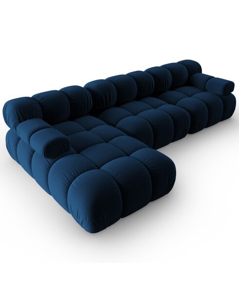 Canapé Modulable Gauche en Velours Tropea 4 Places bleu roi - 285x157x63 cm