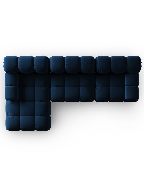 Canapé Modulable Gauche en Velours Tropea 4 Places bleu roi - 285x157x63 cm