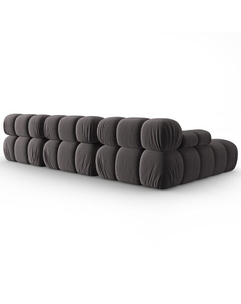 Canapé Modulable Gauche en Velours Tropea 4 Places gris foncé - 285x157x63 cm