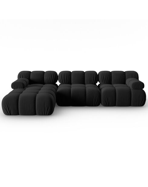 Canapé Modulable Gauche en Velours Tropea 4 Places noir - 285x157x63 cm