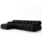 Canapé Modulable Gauche en Velours Tropea 4 Places noir - 285x157x63 cm